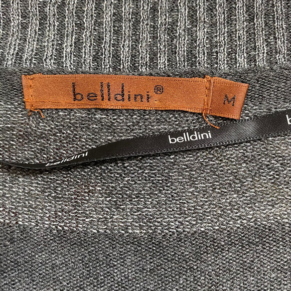 Belldini Waterfall Cardigan Sweater Striped Gray Silver Open Womens Sz Med - Picture 8 of 11